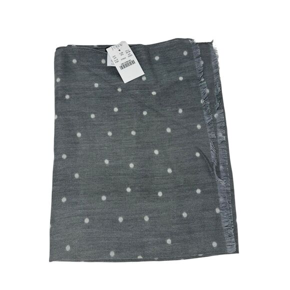J.CREW Accessories - J.Crew polka dot Gray Wool Blend Scarf 26’ x 37" reversible NWT